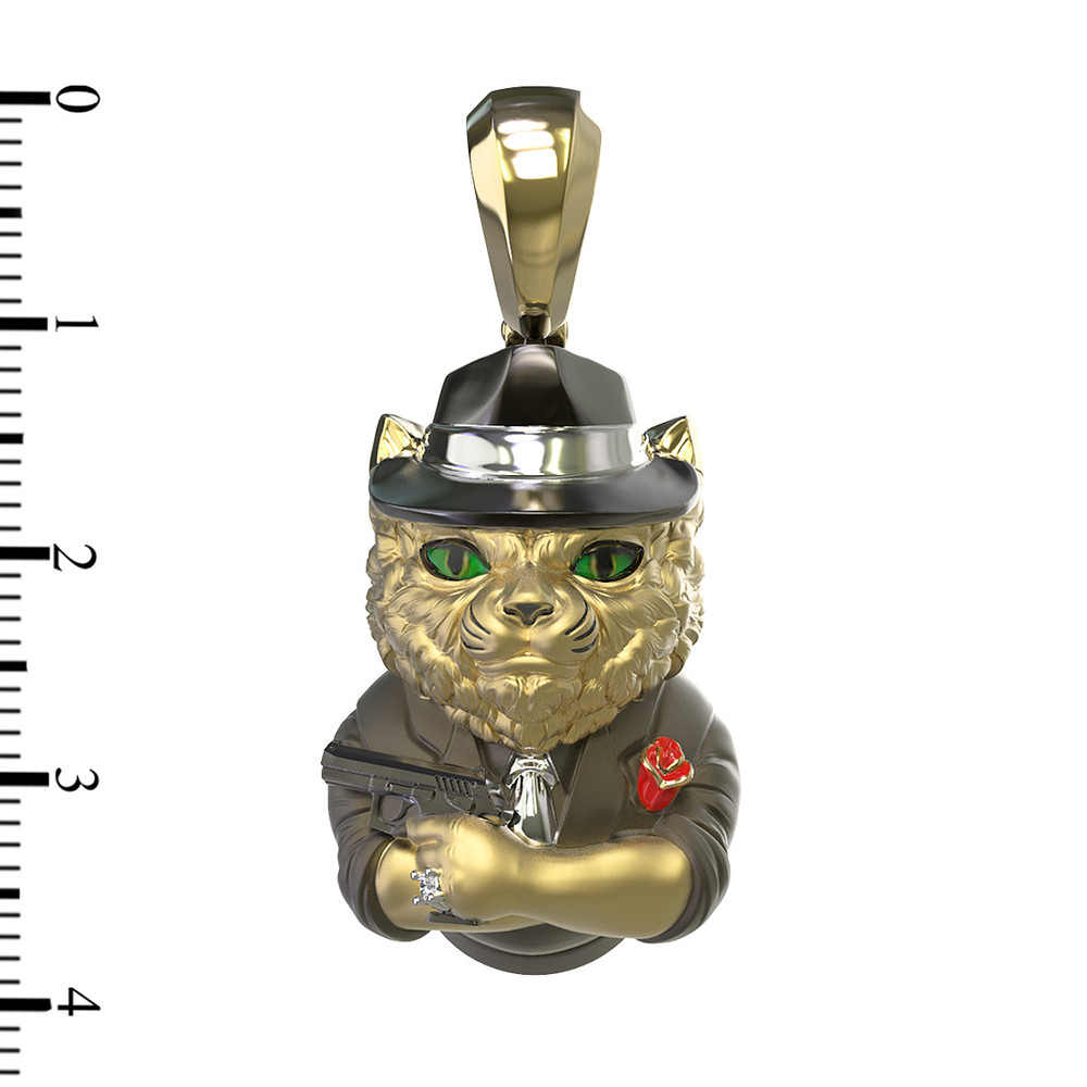 Подвеска из лимонного золота c эмаль , бриллиантами и рубином