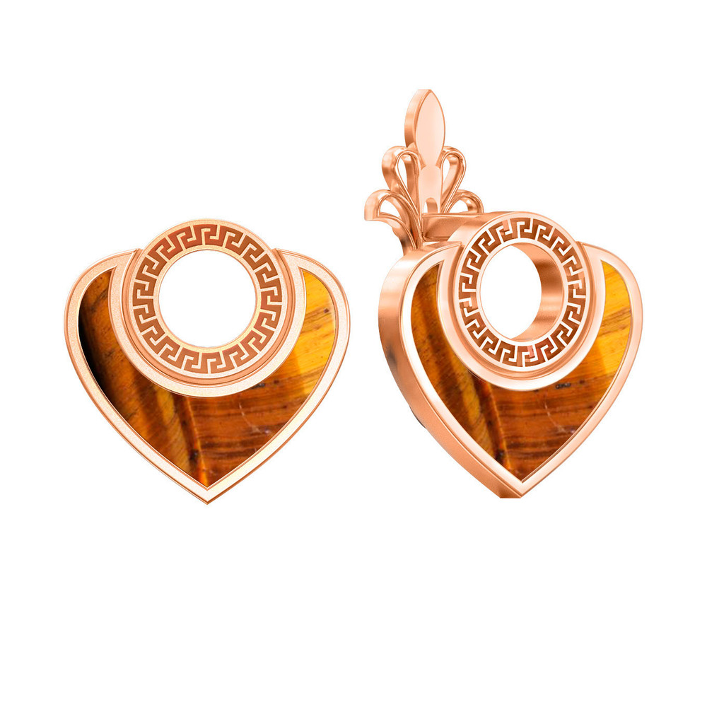 Серьги из золота c тигровым глазом