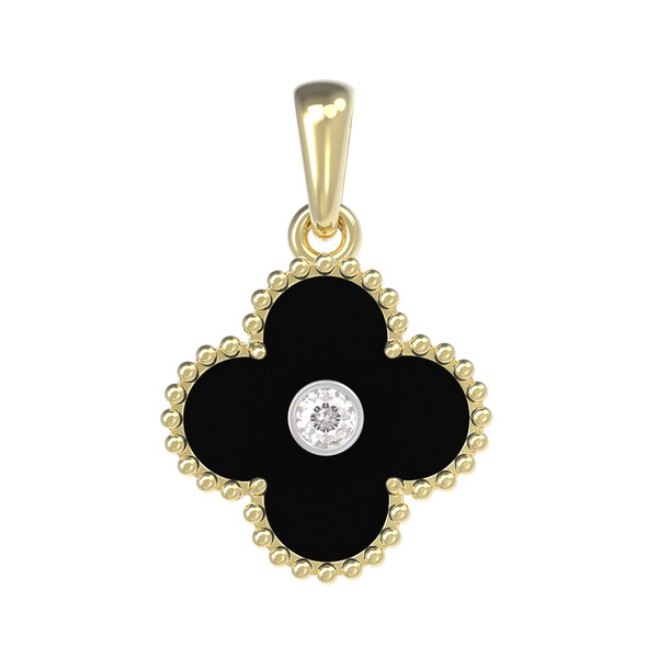 Подвеска из лимонного золота c бриллиантами и ониксом
