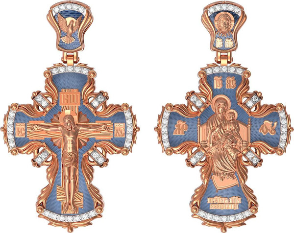 Крест из золота c эмаль и бриллиантами