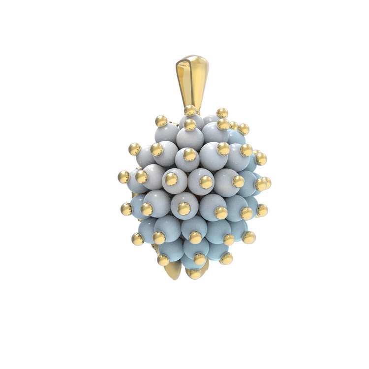 Подвеска из лимонного золота c эмаль и бирюзой