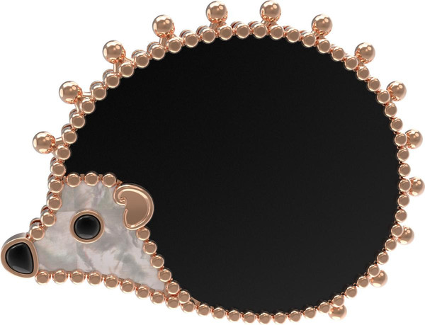 Брошь из золота c эмаль , ониксом и перламутром