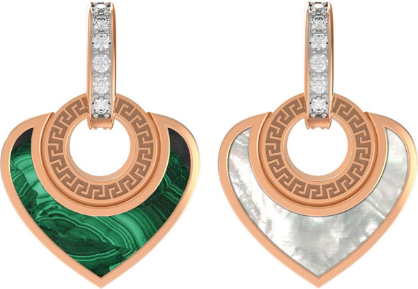 Подвеска из золота c фианитом, малахитом и перламутром