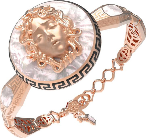 Браслет из золота c эмаль и перламутром