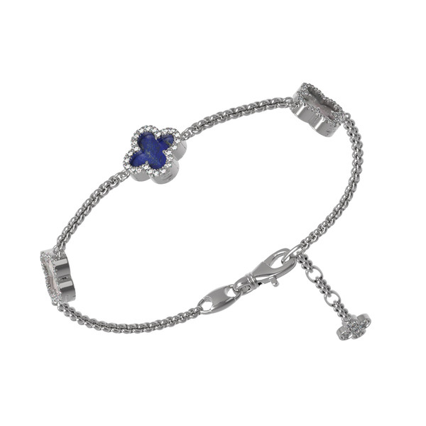 Браслет из белого золота c бриллиантами, лазуритом и перламутром