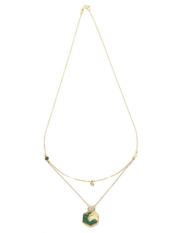Колье из лимонного золота c бриллиантами и малахитом