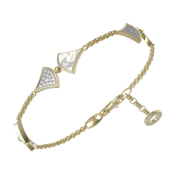 Браслет из лимонного золота c бриллиантами и перламутром