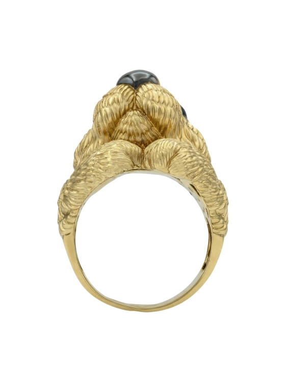 Кольцо из лимонного золота c эмаль