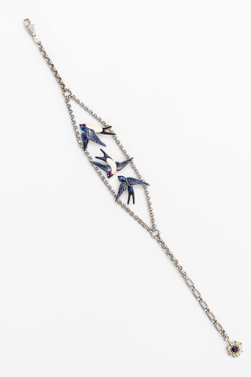 Браслет из белого золота c эмаль и сапфиром