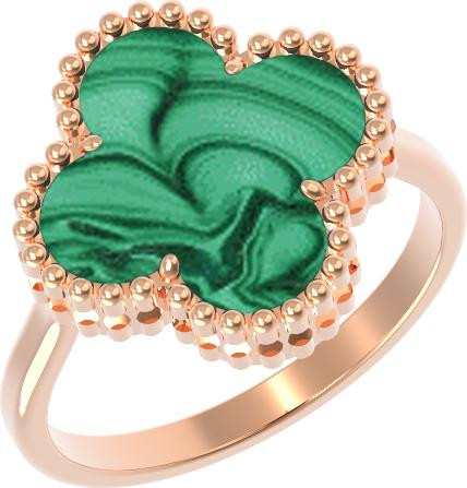 Кольцо из золота c малахитом