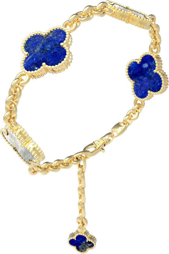 Браслет из лимонного золота c лазуритом и перламутром