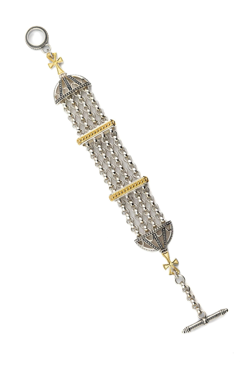 Браслет из серебра и золота c рубином