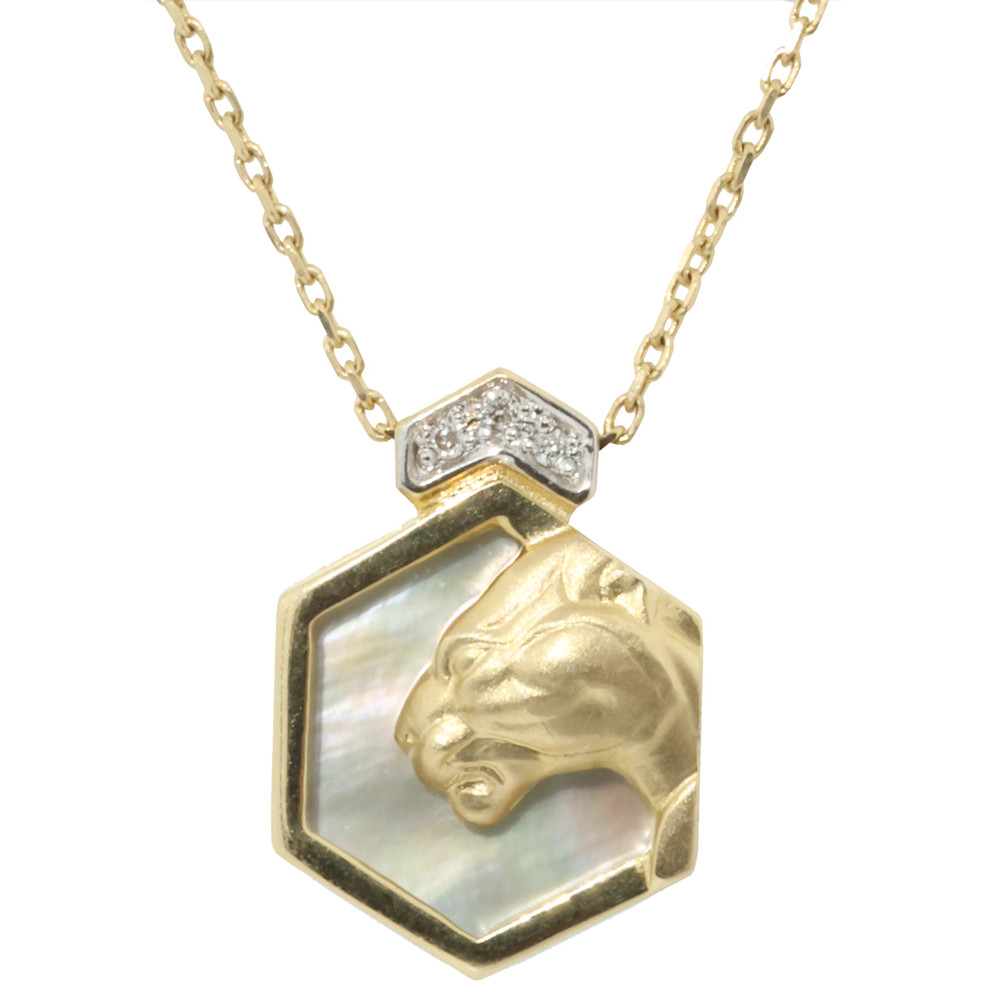 Колье из лимонного золота c бриллиантами и перламутром