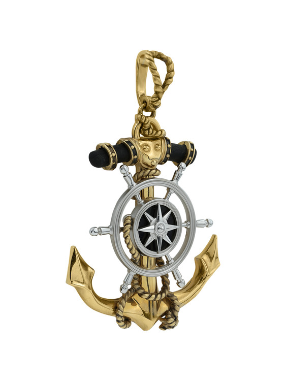 Подвеска из лимонного золота c ониксом и эбеновым деревом