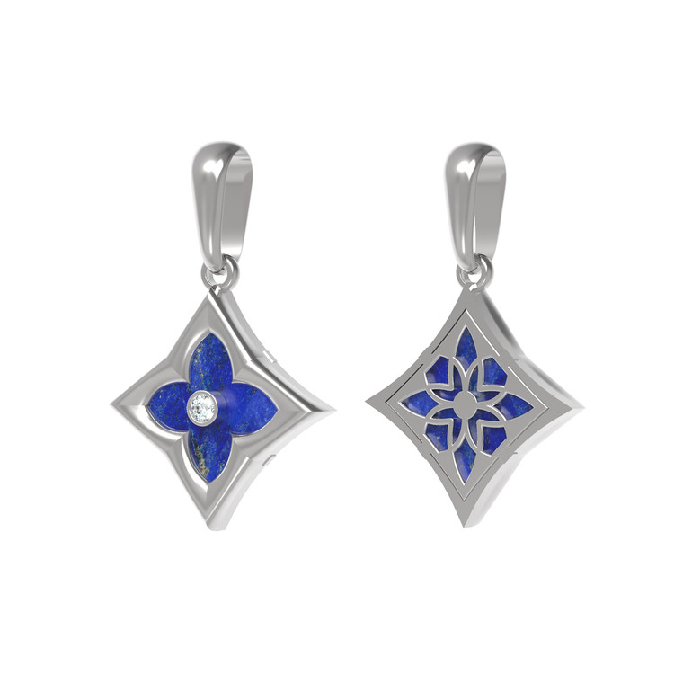 Подвеска из белого золота c бриллиантами и лазуритом