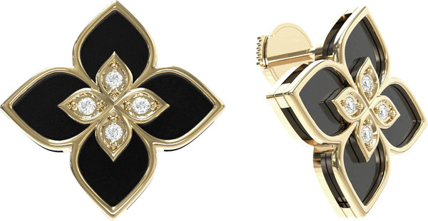 Серьги из лимонного золота c бриллиантами и ониксом