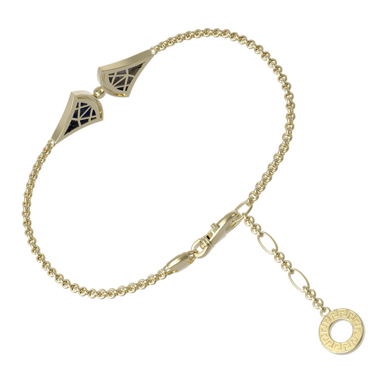 Браслет из лимонного золота c лазуритом и перламутром