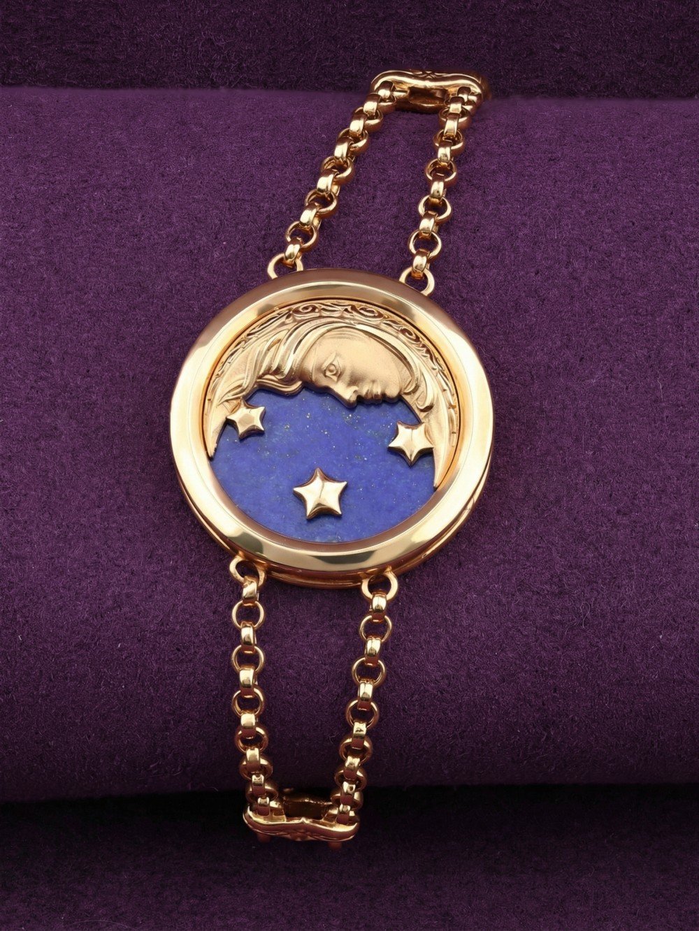 Браслет из лимонного золота c бирюзой и лазуритом