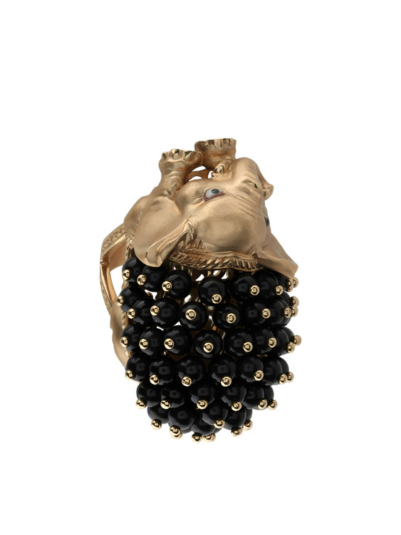 Кольцо из золота c эмаль и ониксом