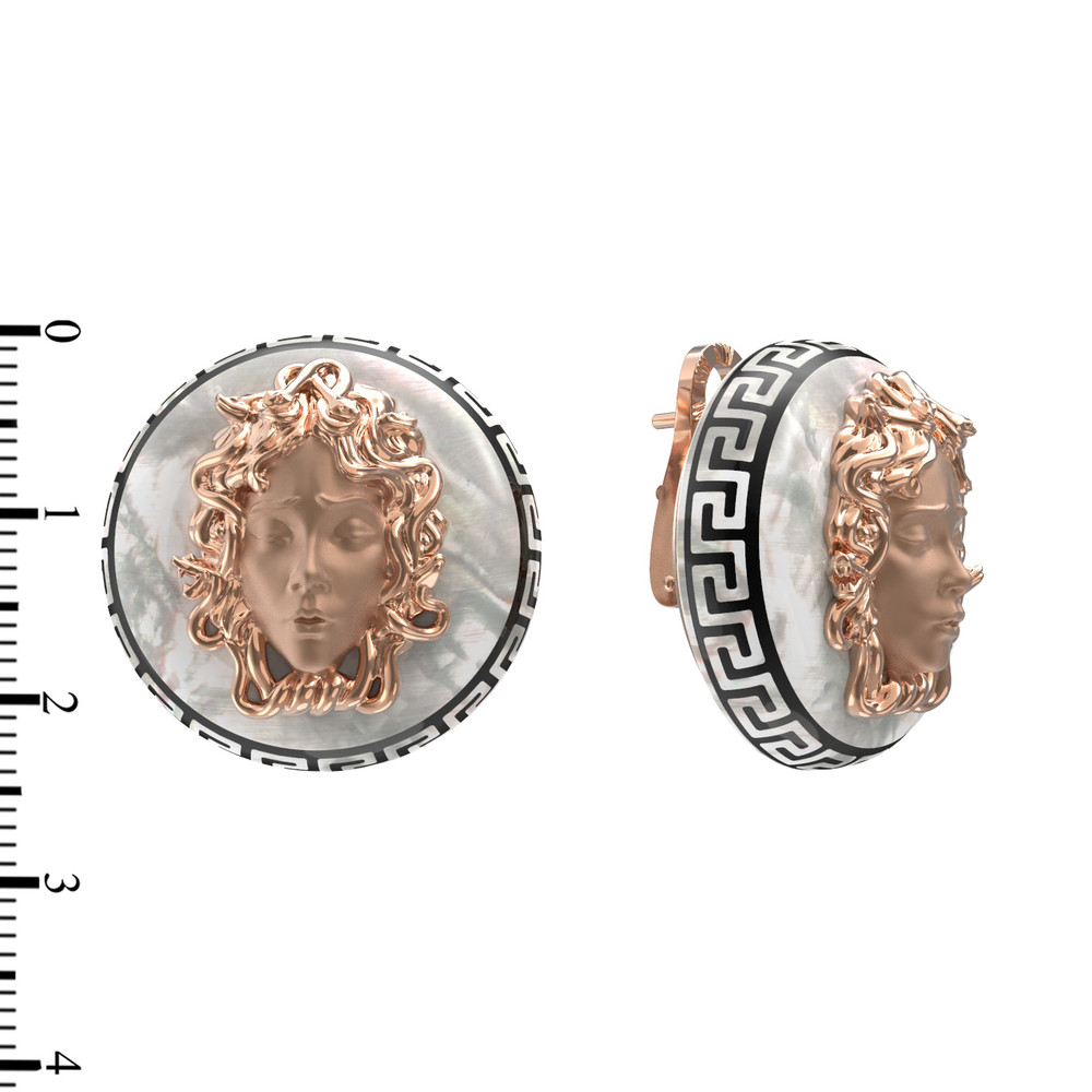 Серьги из золота c эмаль и перламутром