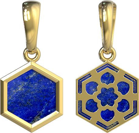 Подвеска из лимонного золота c лазуритом
