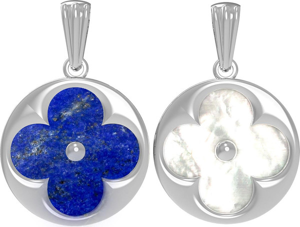 Подвеска из белого золота c лазуритом и перламутром