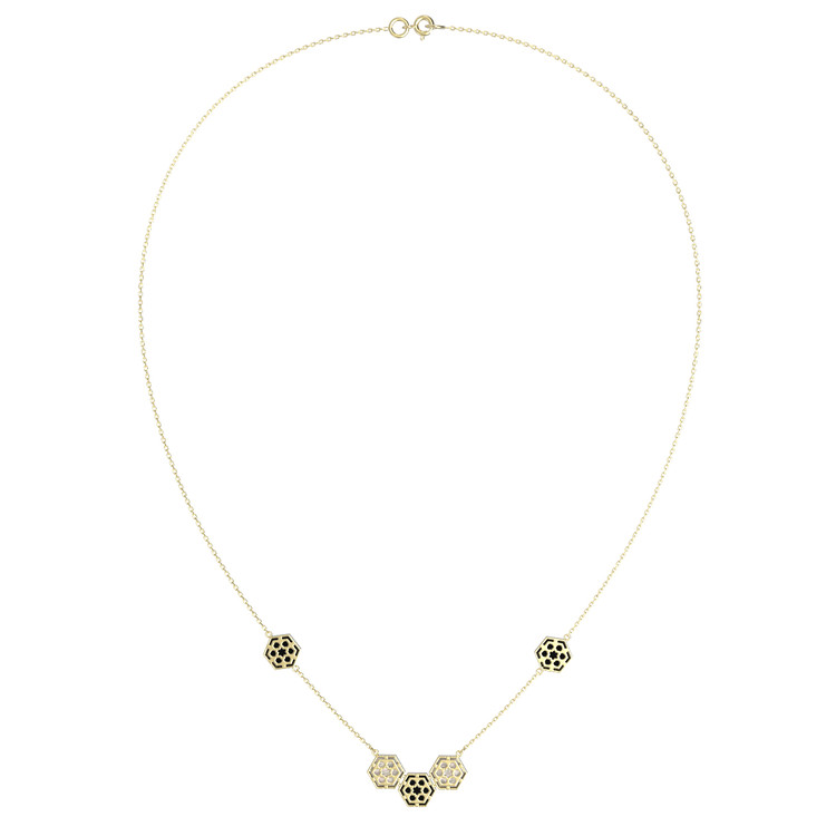 Колье из лимонного золота c ониксом и перламутром