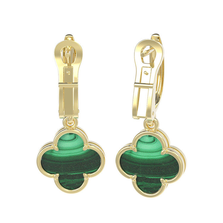 Серьги из лимонного золота c малахитом