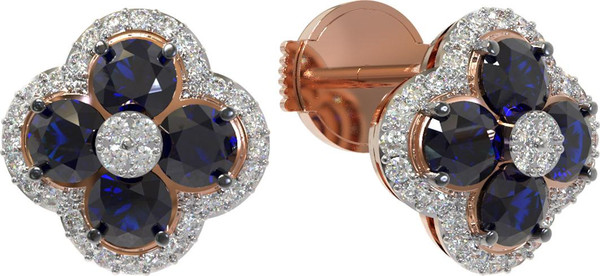 Серьги из золота c бриллиантами и сапфиром