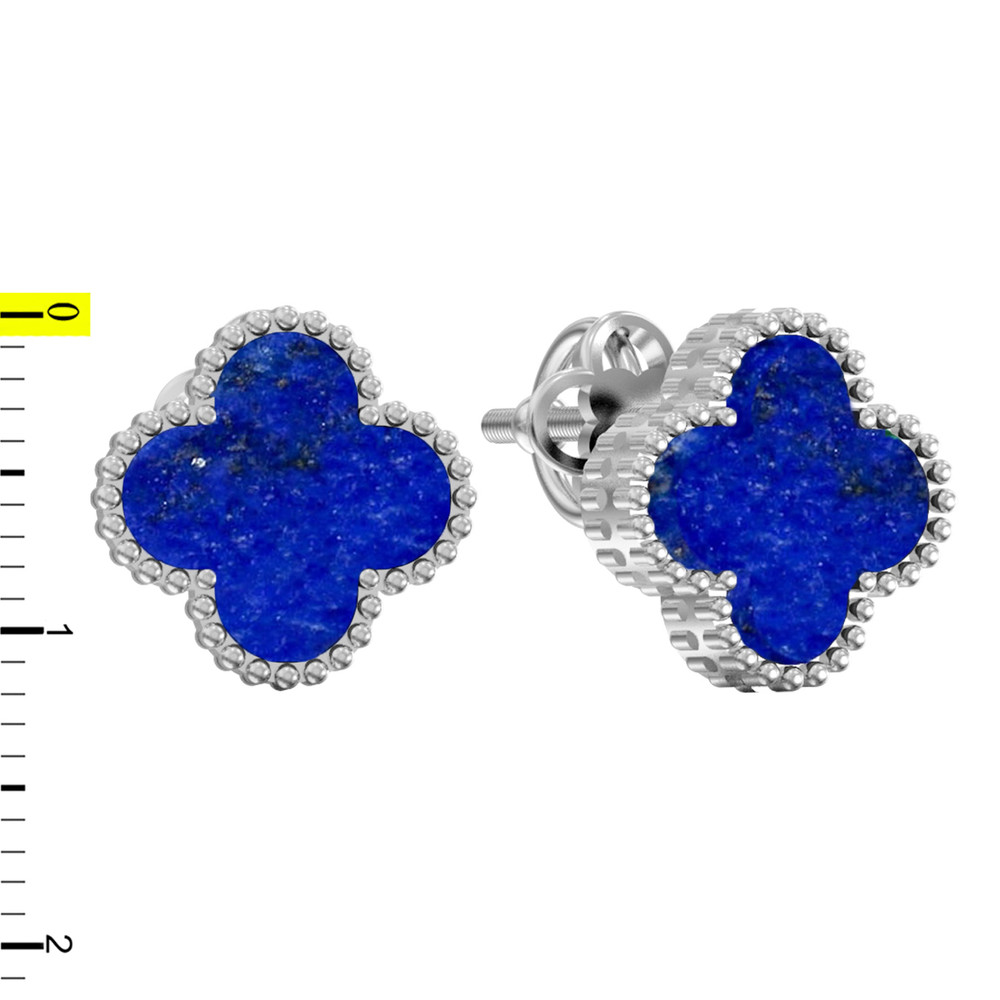 Серьги из белого золота c лазуритом