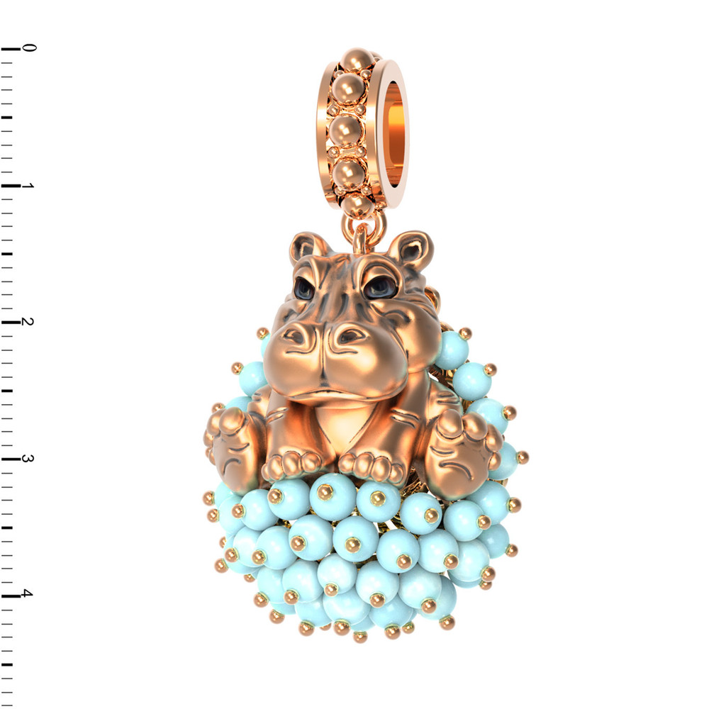 Подвеска из золота c эмаль и бирюзой