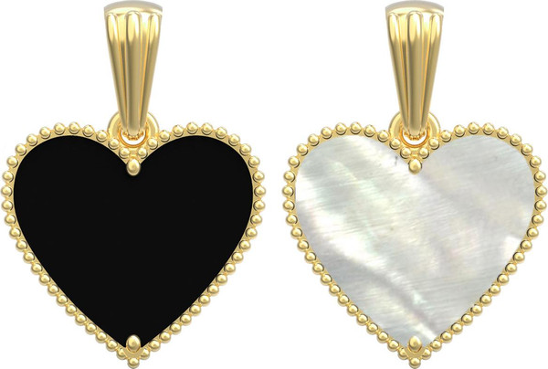 Подвеска из лимонного золота c ониксом и перламутром