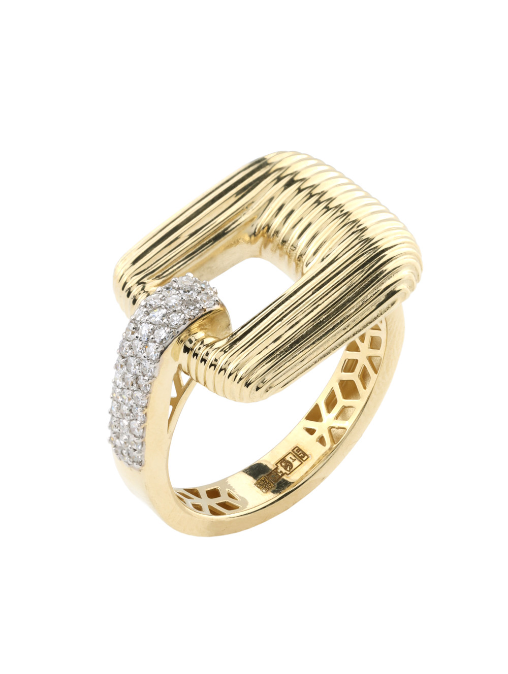 Кольцо из лимонного золота c бриллиантами