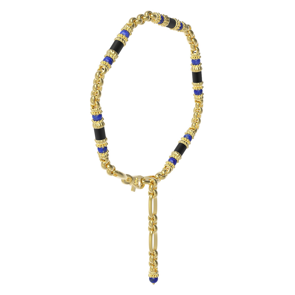 Браслет из лимонного золота c ониксом и лазуритом