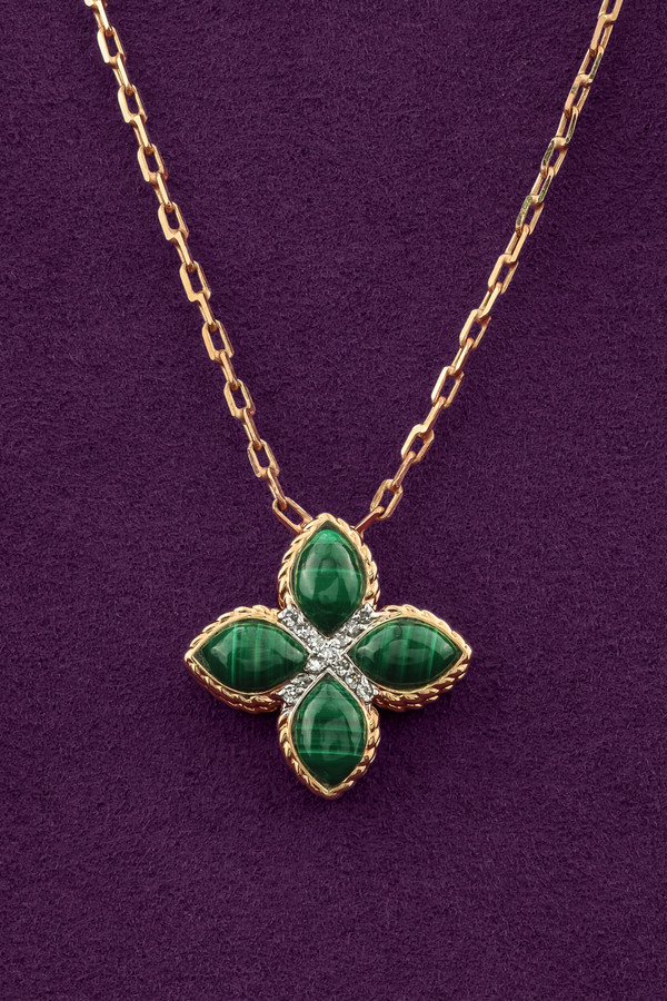 Колье из золота c бриллиантами и малахитом