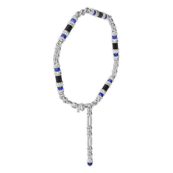 Браслет из белого золота c ониксом и лазуритом