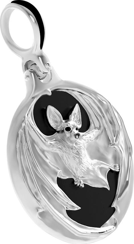 Подвеска из белого золота c эмаль и ониксом