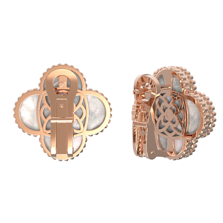 Серьги из золота c бриллиантами и перламутром