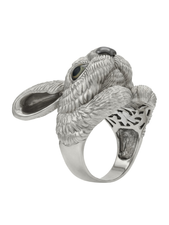 Кольцо из белого золота c эмаль