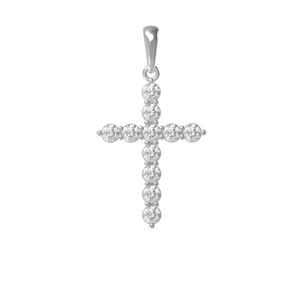 Крест из белого золота c бриллиантами