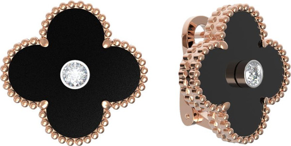 Серьги из золота c бриллиантами и ониксом