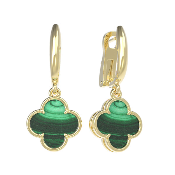 Серьги из лимонного золота c малахитом