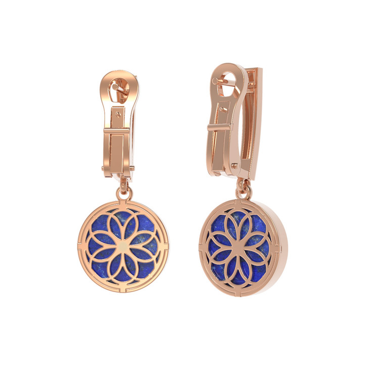 Серьги из золота c бриллиантами и лазуритом