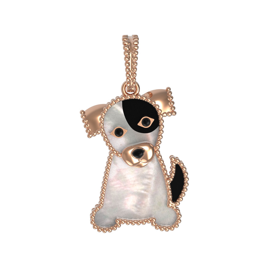 Подвеска из золота c эмаль , ониксом и перламутром