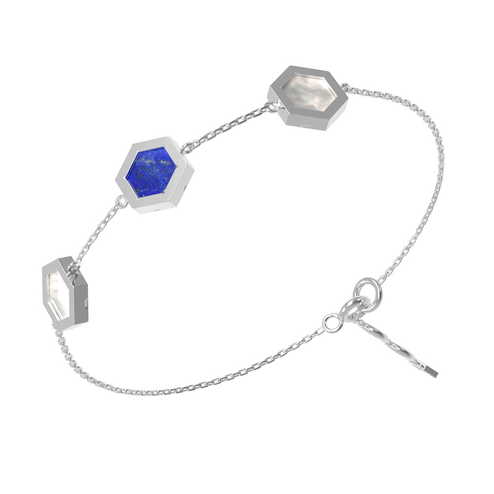 Браслет из белого золота c лазуритом и перламутром