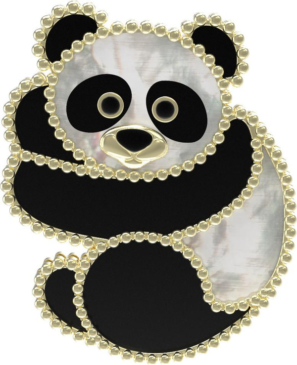 Брошь из лимонного золота c эмаль , ониксом и перламутром