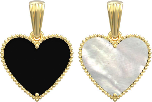 Подвеска из лимонного золота c ониксом и перламутром