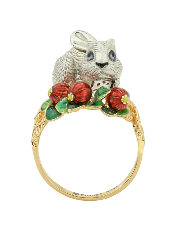 Кольцо из лимонного золота c эмаль