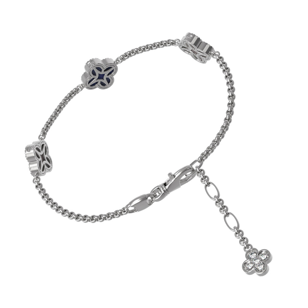 Браслет из белого золота c бриллиантами, лазуритом и перламутром