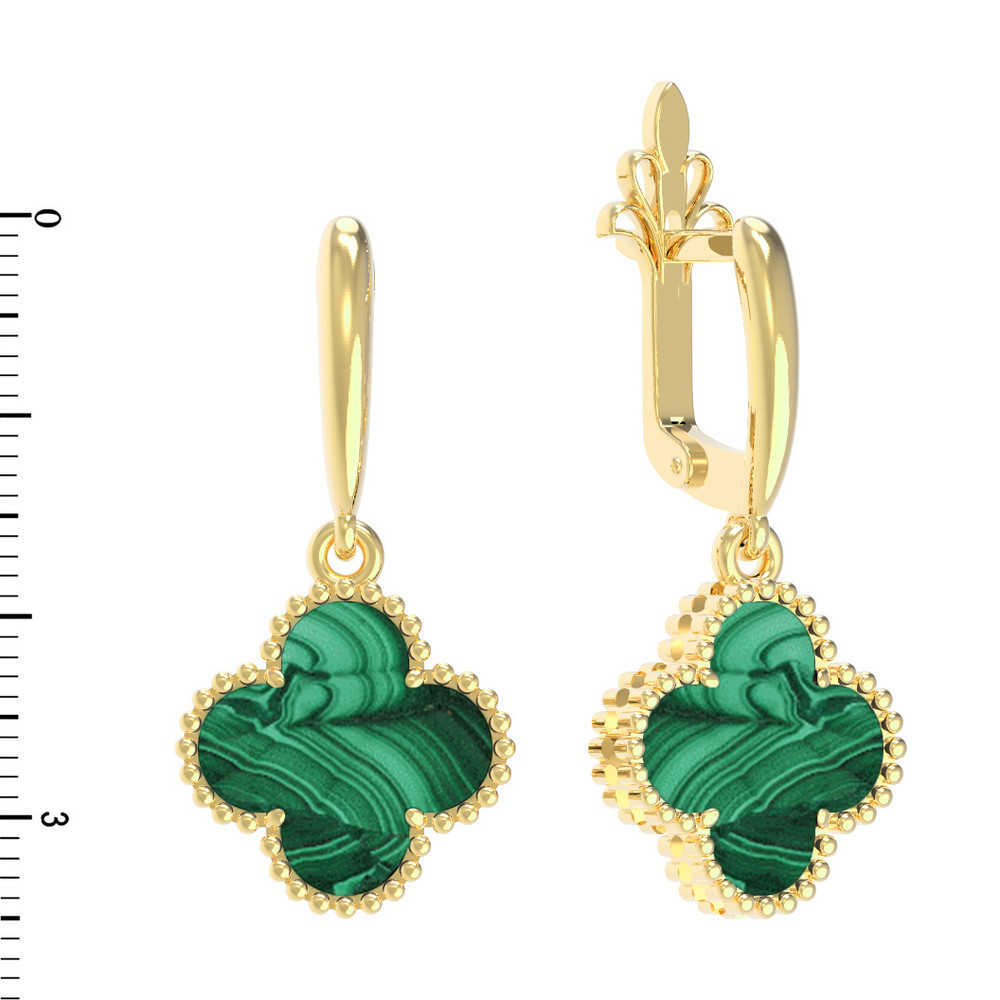 Серьги из лимонного золота c малахитом